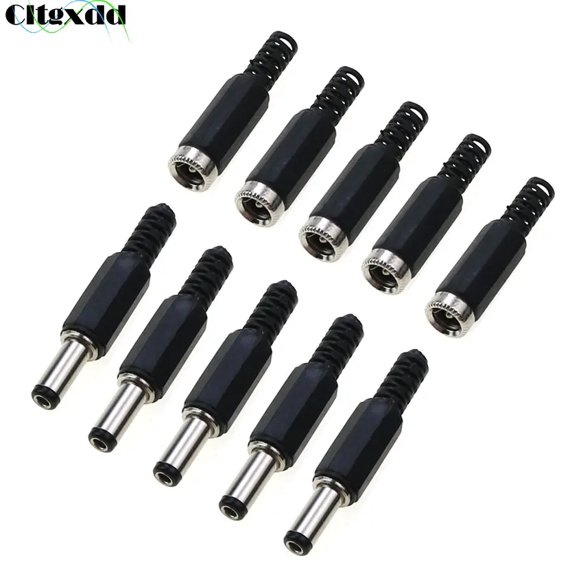 

Cltgxdd 10pcs DC 5.5mm x 2.1mm / 2.5MM Power Plug 5.5*2.1 5.5*2.5 Male Female Socket Jack Connector Wire Terminals Adapter