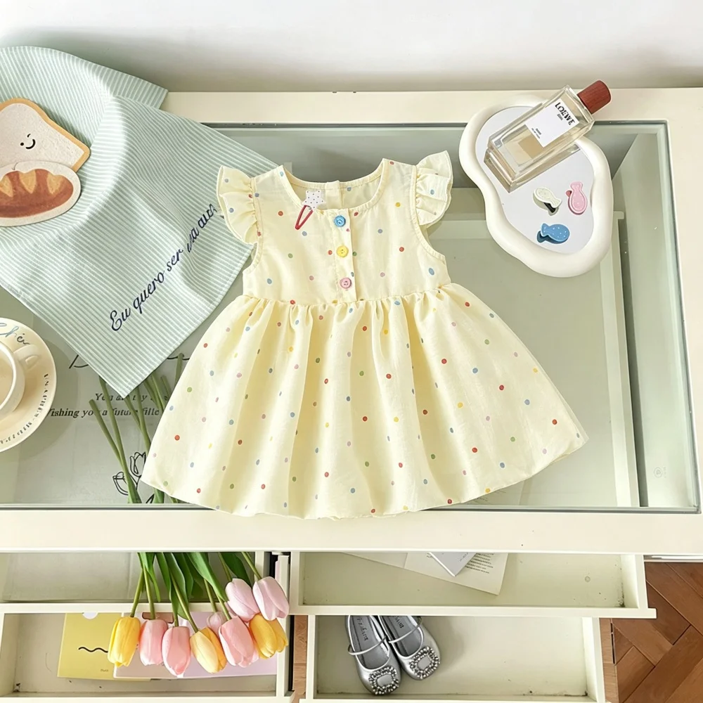 Girls' Dress Summer Colorful Polka Dot Cotton Baby Girl Dress Cute Beach Baby Dress Baby Girl Clothes