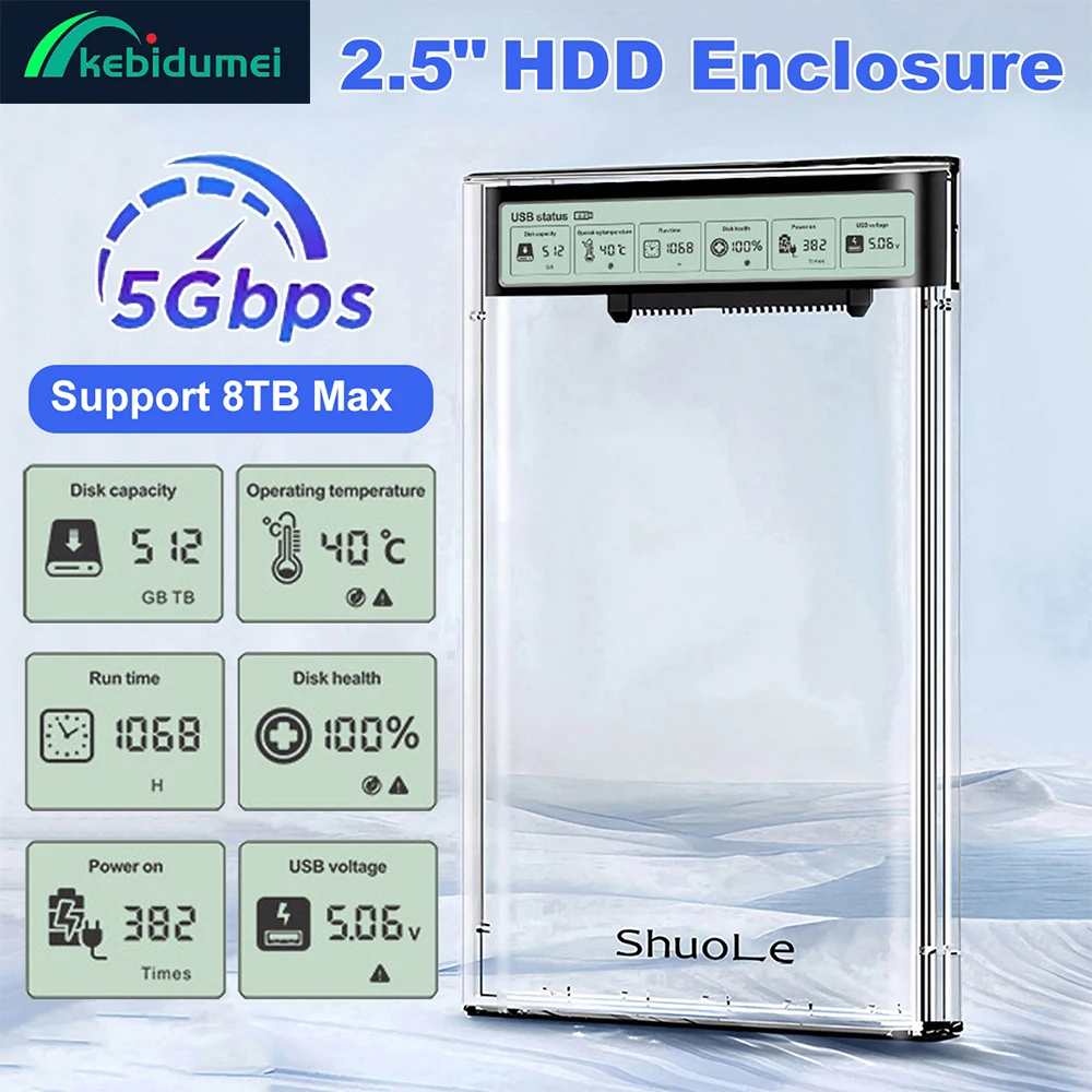 Kebidumei Smart Display HDD Case 2.5