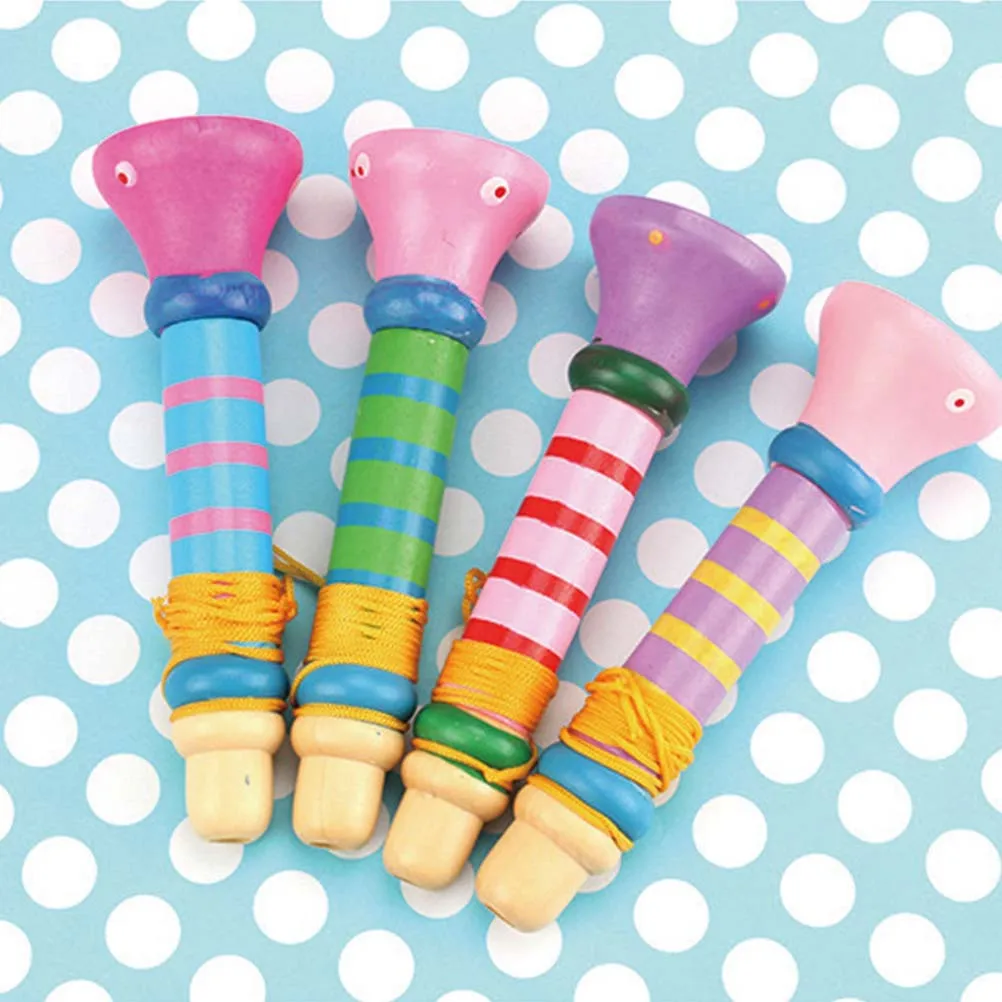 

3Pcs Wooden Musical Trumpet for Kids Colored Sound Instrument Plaything Smooth Safe Design Stage Performance Props Educational