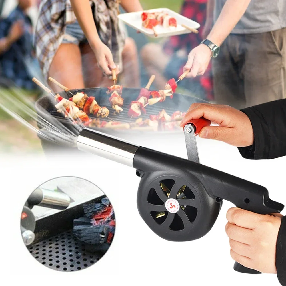 Outdoor Barbecue Fan Hand-crank Air Blower Portable BBQ Grill Fire Bellows Tools Picnic Camping Accessories Kitchen Gadgets