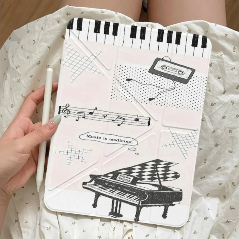 

Aesthetic Vintage Piano Musical Note 3+Y fold Tablet Case For iPad 7/8/9th 10th Generation Air3/4/5 10.2/10.9inch Cover For Girl