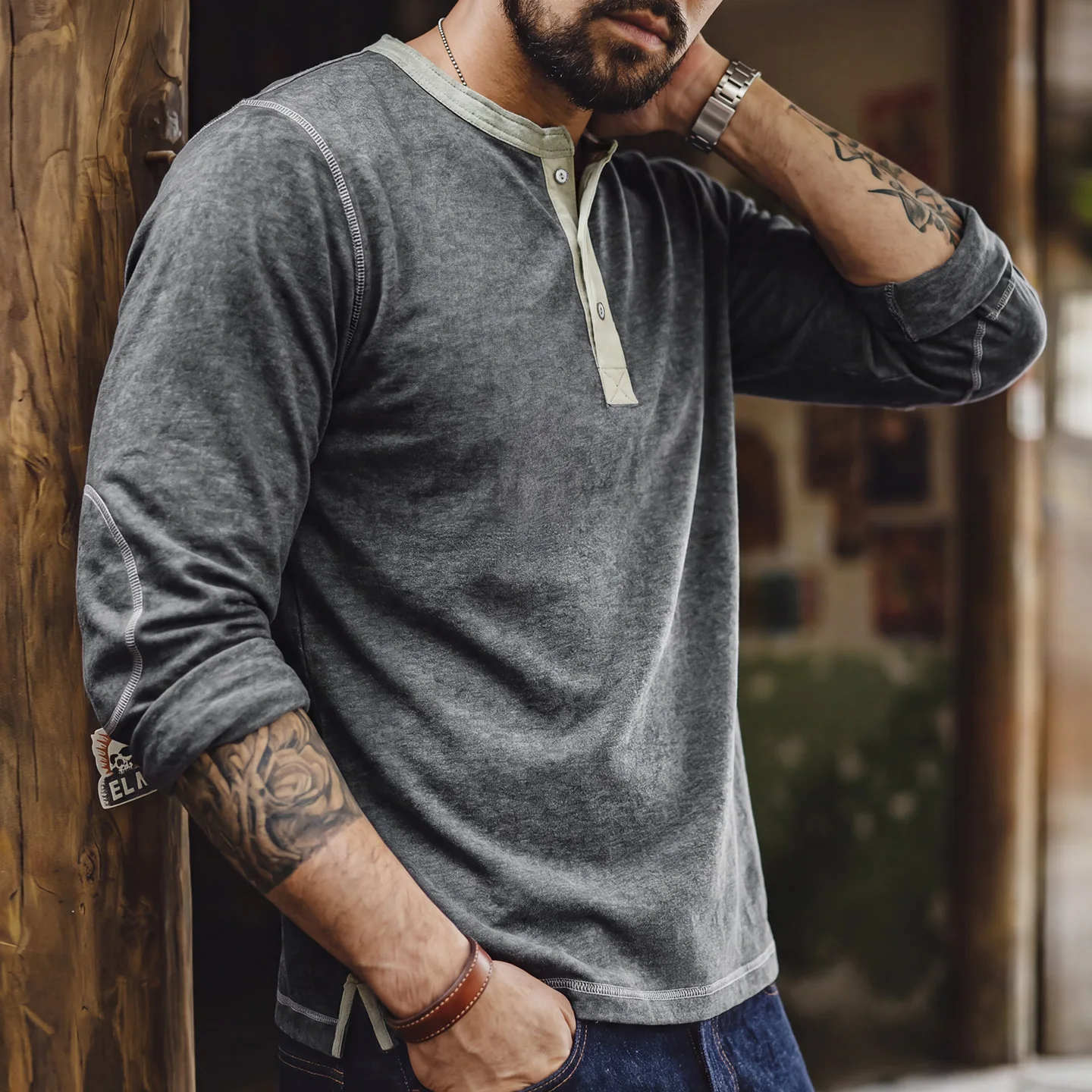 Base Layer Top - MADEN Koszula Henley z długim rękawem,