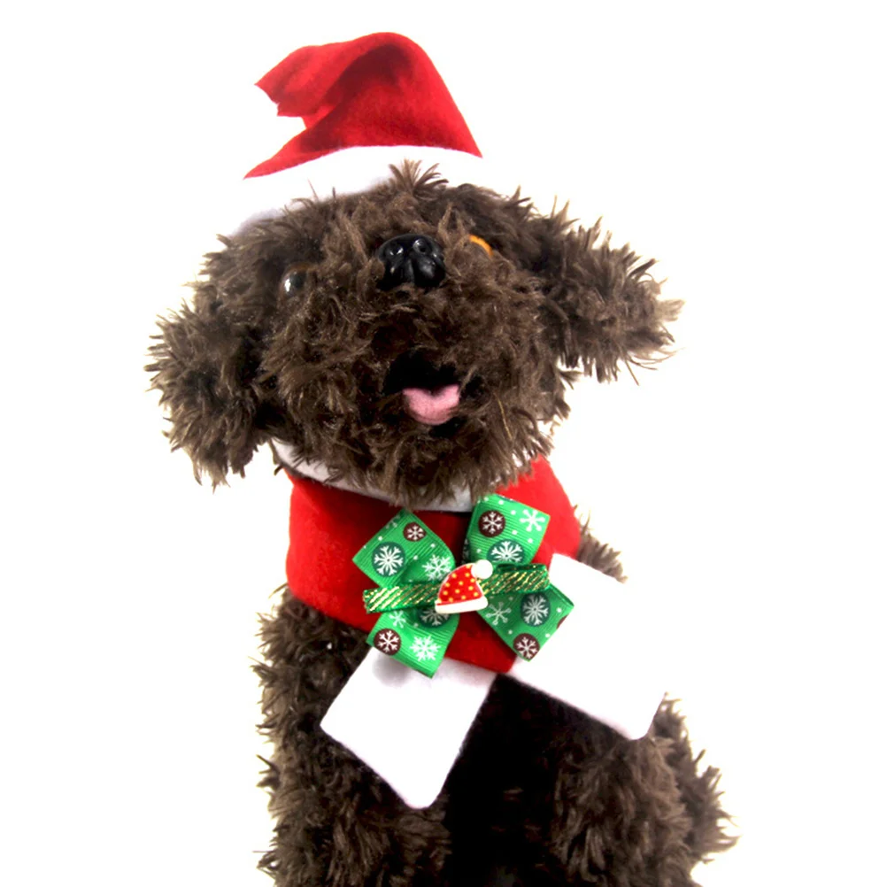 

Sized S Dog Cat Christmas Hat Scarf Set Premium Warm Pet Outfit for Holiday Outdoor Daily Use Dog Christmas Costume