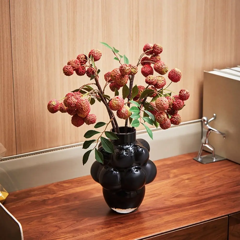 Plastic Artificial Lychee Fruit Branches Elegant Foam Fruit Simulation Litchi Fruit Handmade Realistic Fake Plants