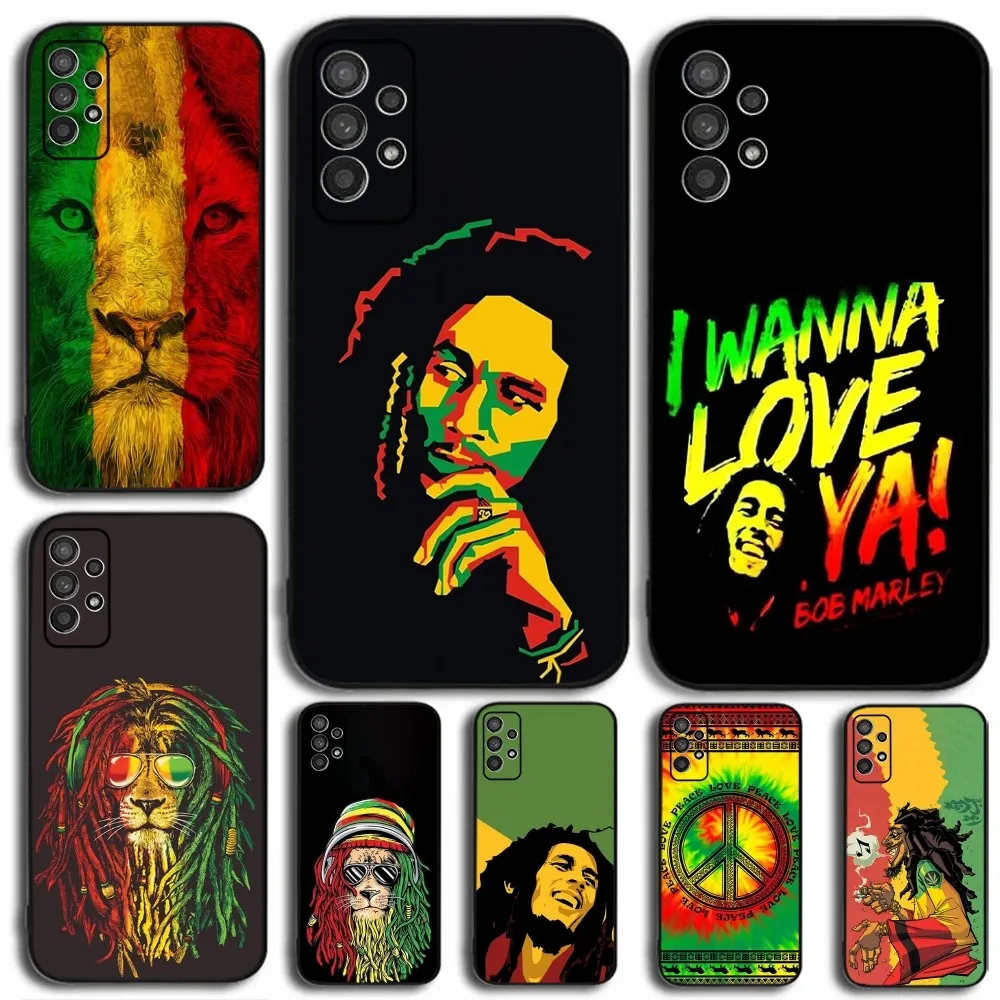 B-Bob M-Marley Rasta Lion Phone Case For Samsung Galaxy A13,A21s,A22,A31,A32,A52,A53,A71,A80,A91 Soft Black Cover