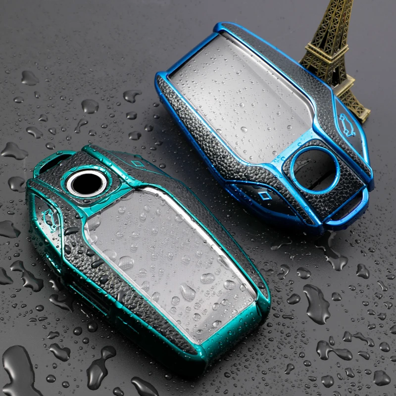 TPU+Leather LED Display Car Key Case Cover For BMW 5 7 Series G01 X3 G02 X4 G05 X5 G07 X7 G12 G11 G30 G32 G31 i8 I12 I15 Car Bag