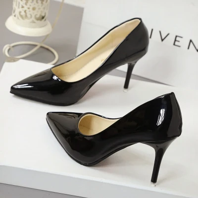 Black round-headed high-heeled shoes women stilettos elegant occupation  single shoes 7071