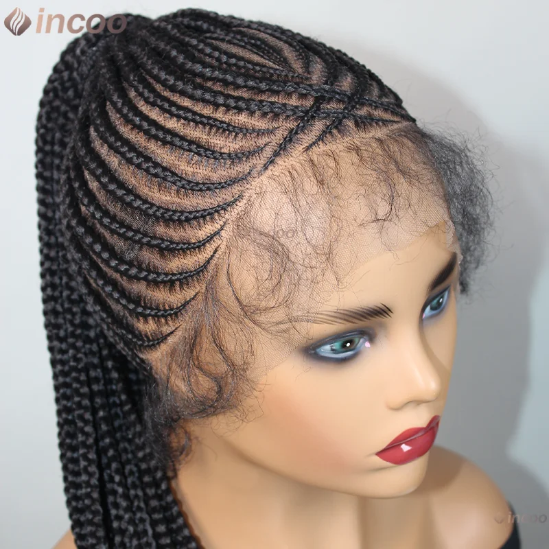 

30-дюймовые синтетические плетеные парики с хвостиком, полностью кружевные передние парики для чернокожих женщин, плетеные парики с хвостиком без узлов на каждый день