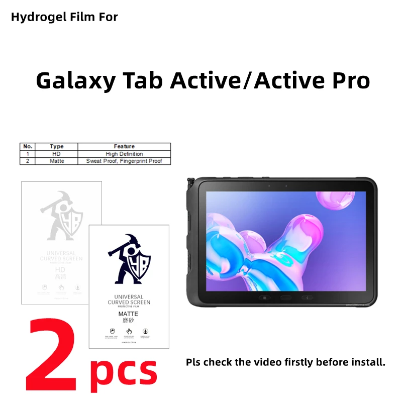 

2pcs HD Hydrogel Film For Samsung Galaxy Tab Active Pro Matte Screen Protector For Galaxy Tab Active Clear/Frosted Full Cover
