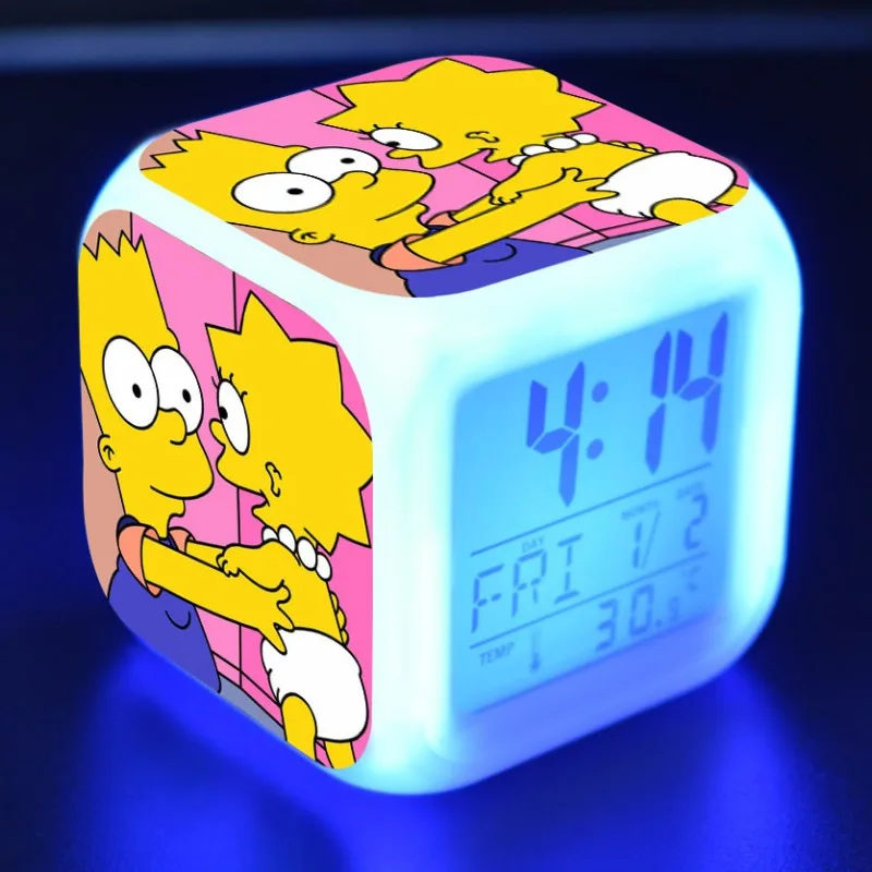 Simpsons Homer Alarm Clock Digital LCD Alarm Clock with Calendar Thermometer Portable Alarm Clock Desktop Decorations Gifts New