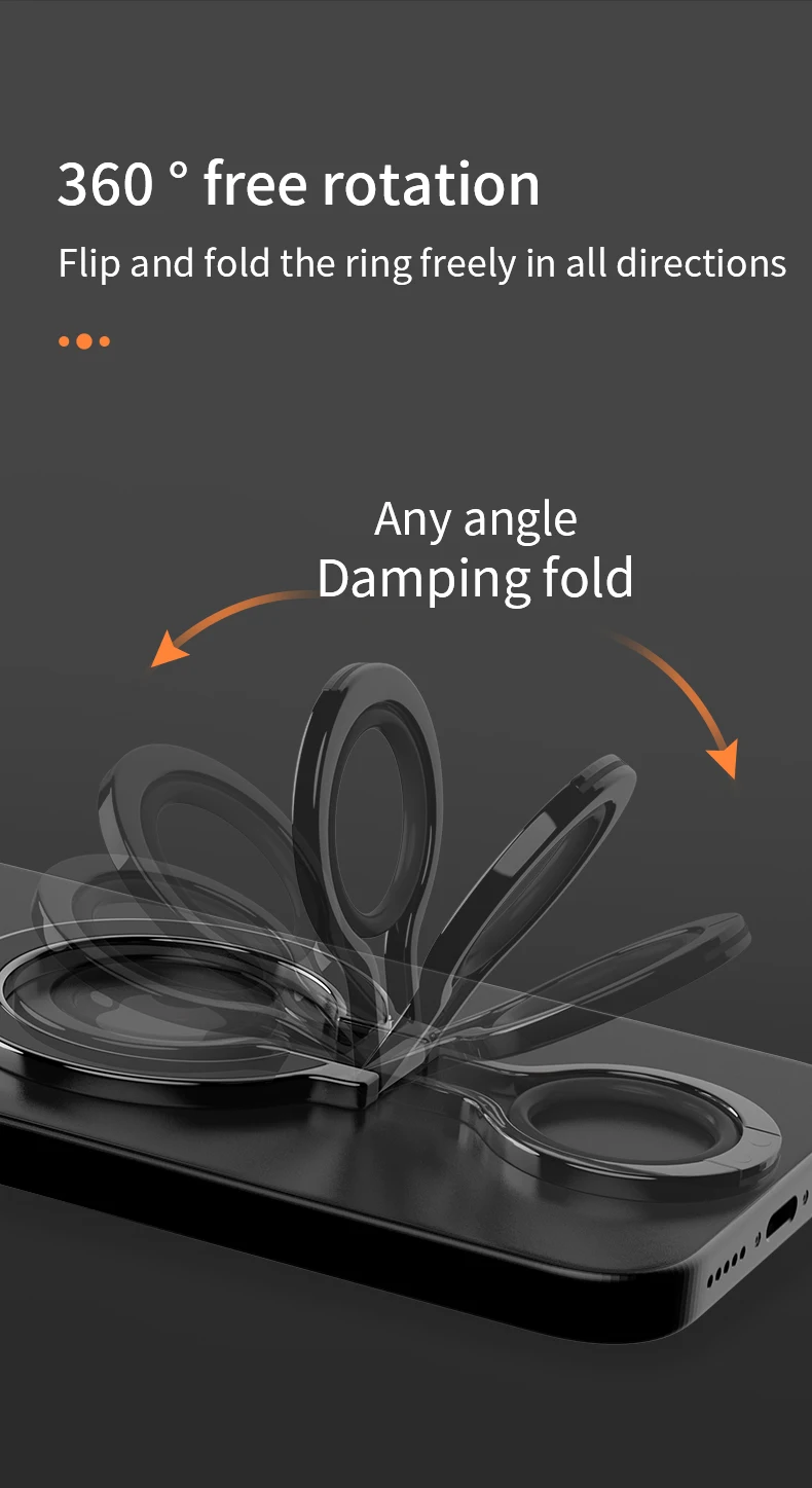 Handy Metall 360° ° Rotations-Fingerring, starker Magnetständer für Magsafe, zusammenklappbarer Magnethalter für iPhone 16, 15, 14, Samsung – Detail 4