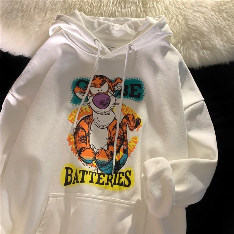 Sudadera con capucha de tigre para otoño e invierno, Top holgado de Disney para estudiantes