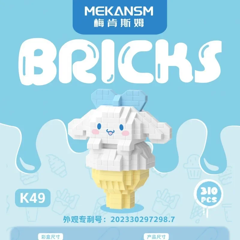 Sanrio Micro Building Blocks Summer Food Pochacco Kuromi Melody Cinnamoroll DIY Pom Pom Purin Assembled Mini Brick Figure Toys