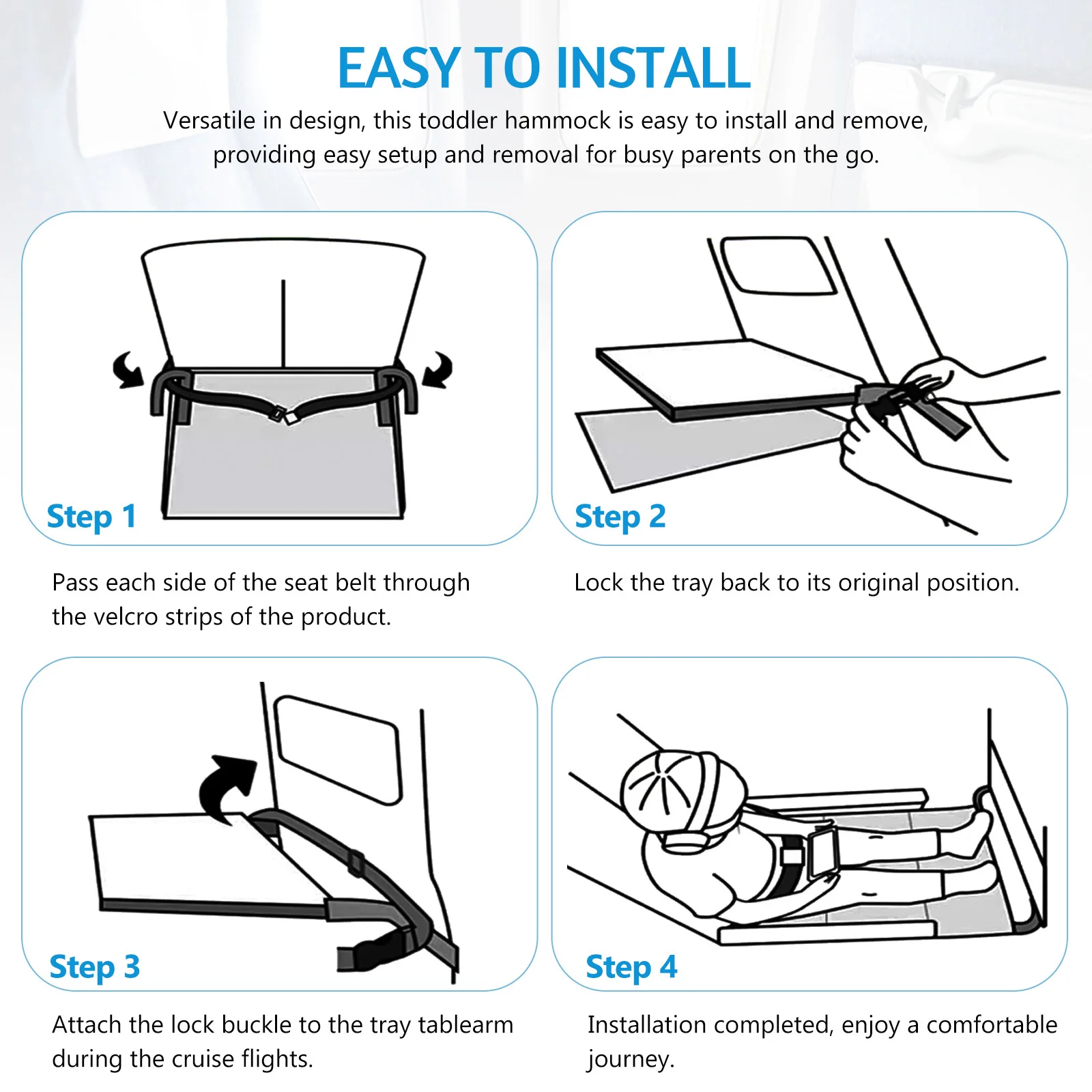 Przedłużacz fotelika dziecięcego z tkaniny Oxford o wysokiej gęstości, hamak do spania dla malucha w samolocie, regulowany pasek do długich podróży lotniczych, przenośny.