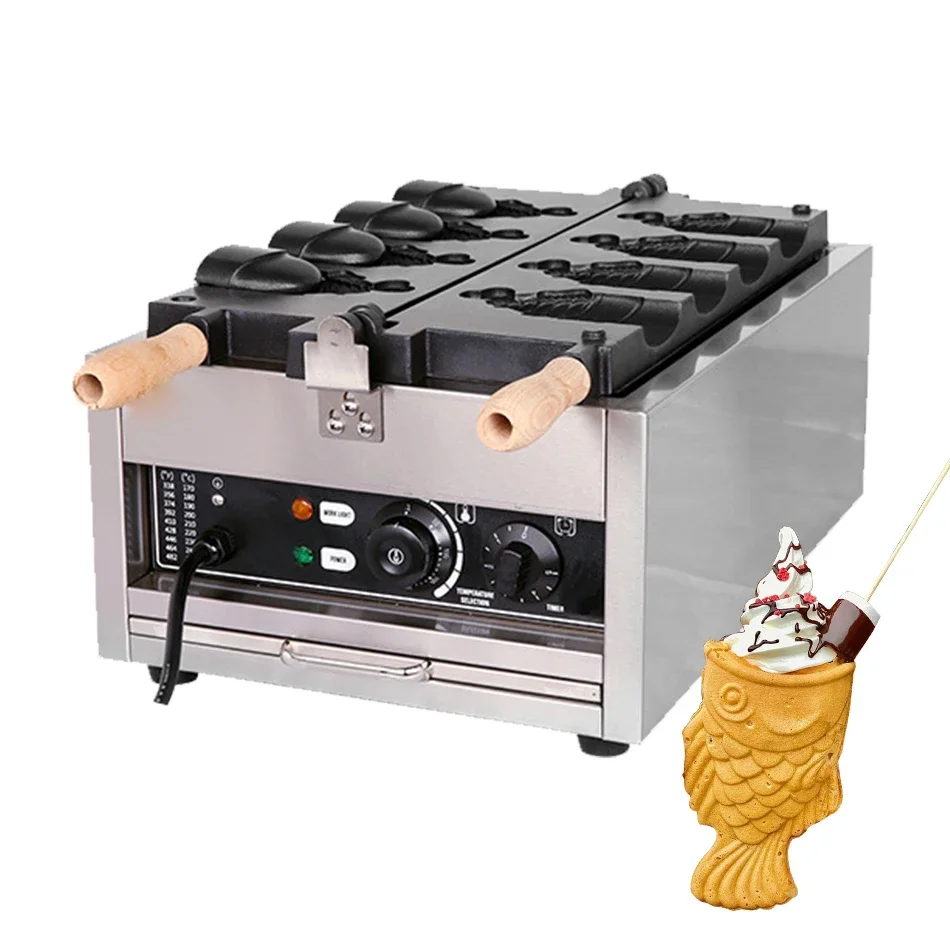 For 3/4/5/6 Pcs Hot Sale LPG Taiyaki Fish Cake Making Machine 1-5 Mins Timer