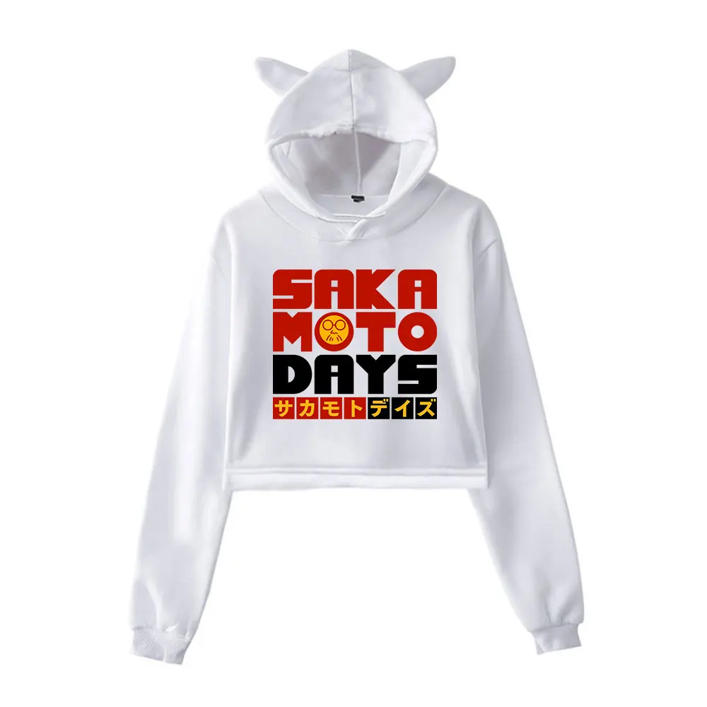 Anime Sakamoto Days Taro Sakamoto Hoodie Vintage 90s Streetwear Hoodies Sports Sweatshirts for Girls Cat Ear Crop Fashion
