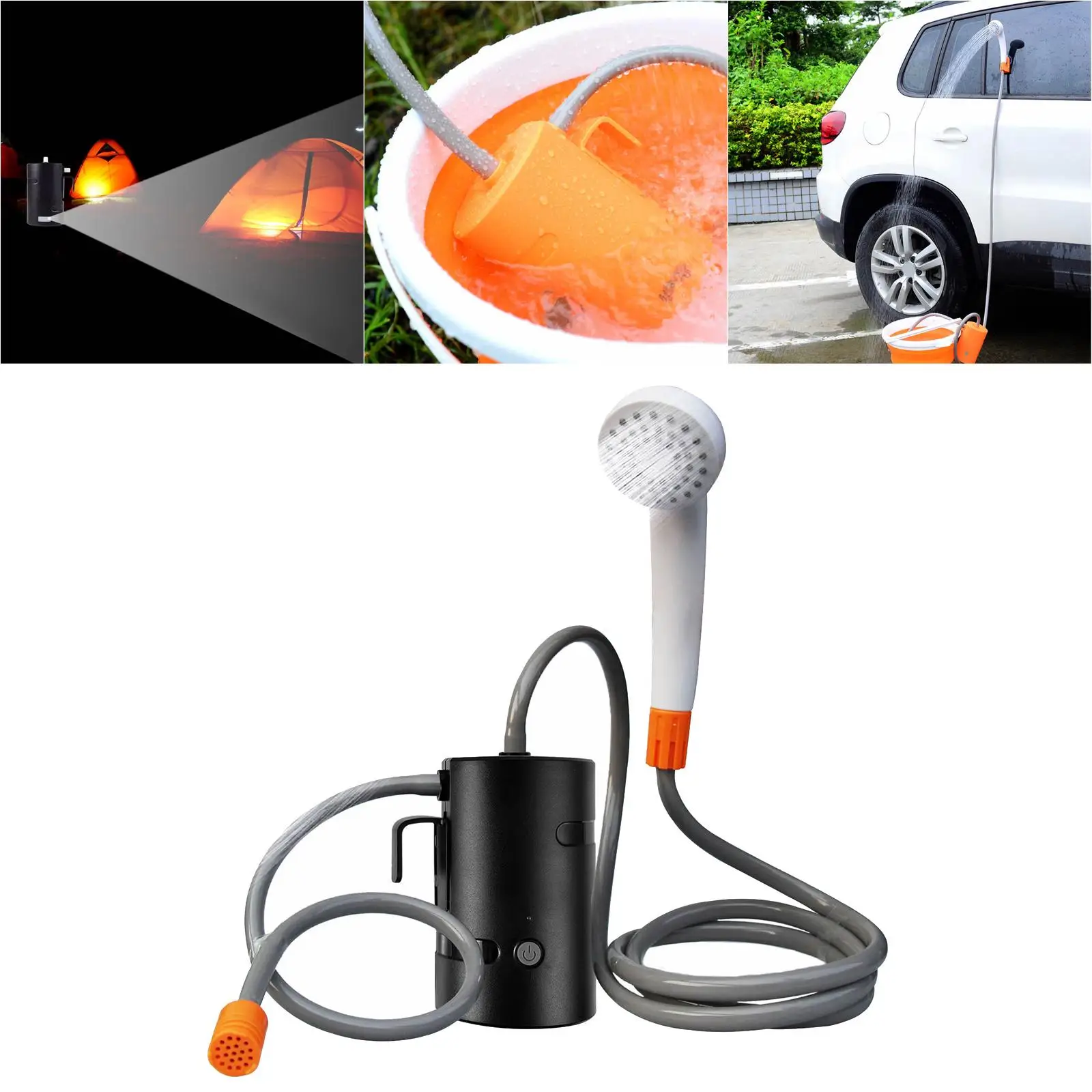 Handheld Electric Shower w/ USB Rechargeable Portable for Camping Traveling Hiking Outdoor Backpacking