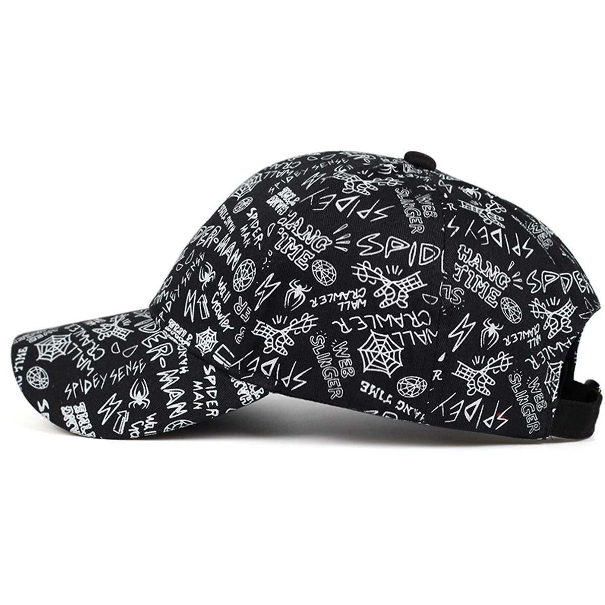 Unisex Spider Graffiti Print Baseball Caps Spring Autumn Outdoor Adjustable Casual Hats Sunscreen Hat