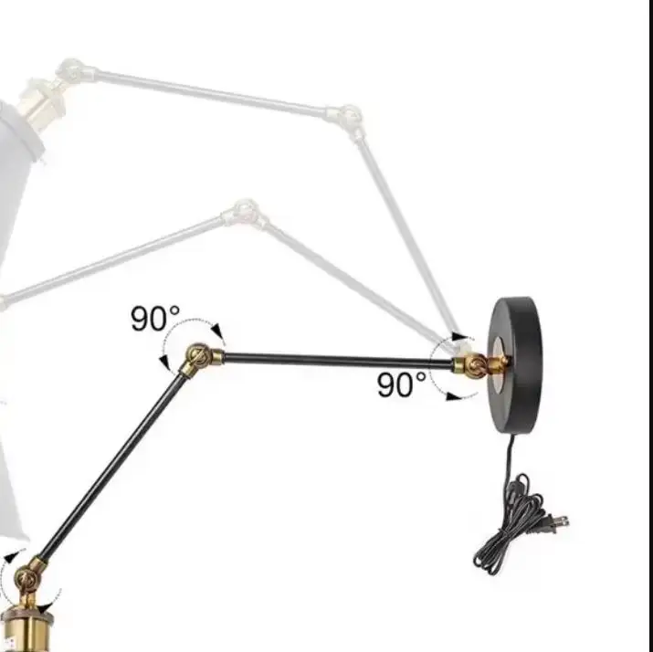 

Retro Two Swing Arm Wall Lamp Sconces Glass Shade Baking Finish Restoration Light Fixture,Wall Mount Swing Arm Lamps