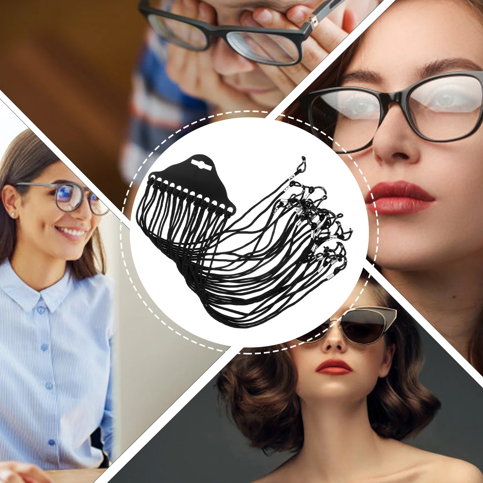 

12Pcs Black Nylon Eyeglass Cord Holder Scratch Resistant Secure Fit for Sunglasses Reading Glasses Eyewear String