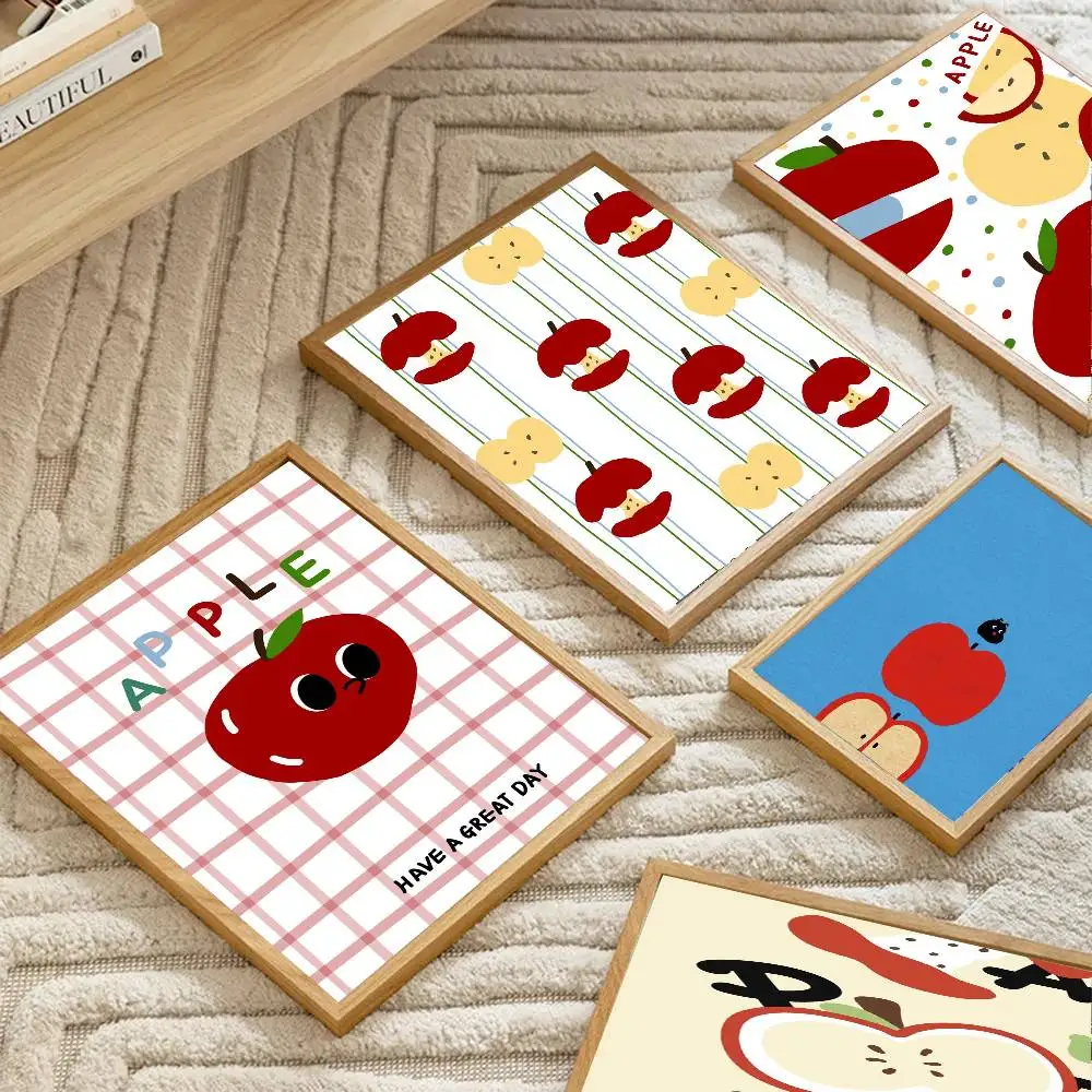 Cartoon Apple Art Sticky Wall Waterproof Home Living Room Bedroom Bar Aesthetic Decoration