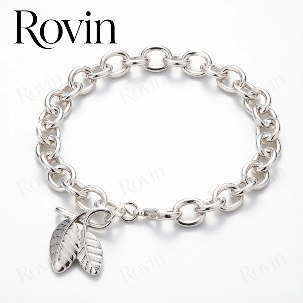 18K Gold 8-inch Delicate Leaf Bracelet for Women, Fashionable Wedding Party Jewelry