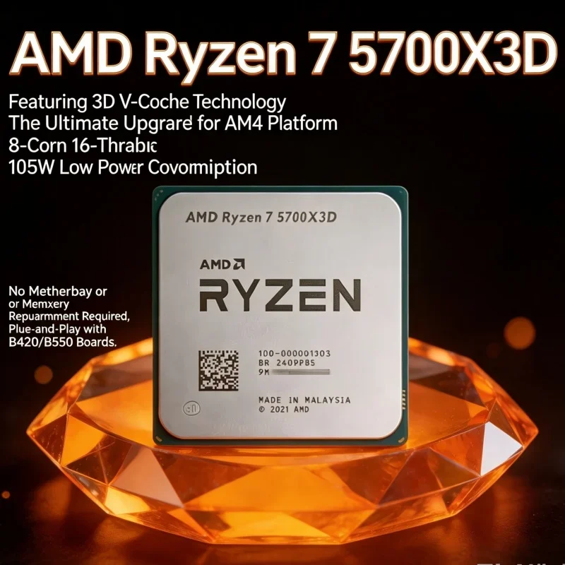 Ryzen 7 5700X3D Processor upgrade from best AM4 gaming CPU 96MB 3D V-Cache 8C 16T