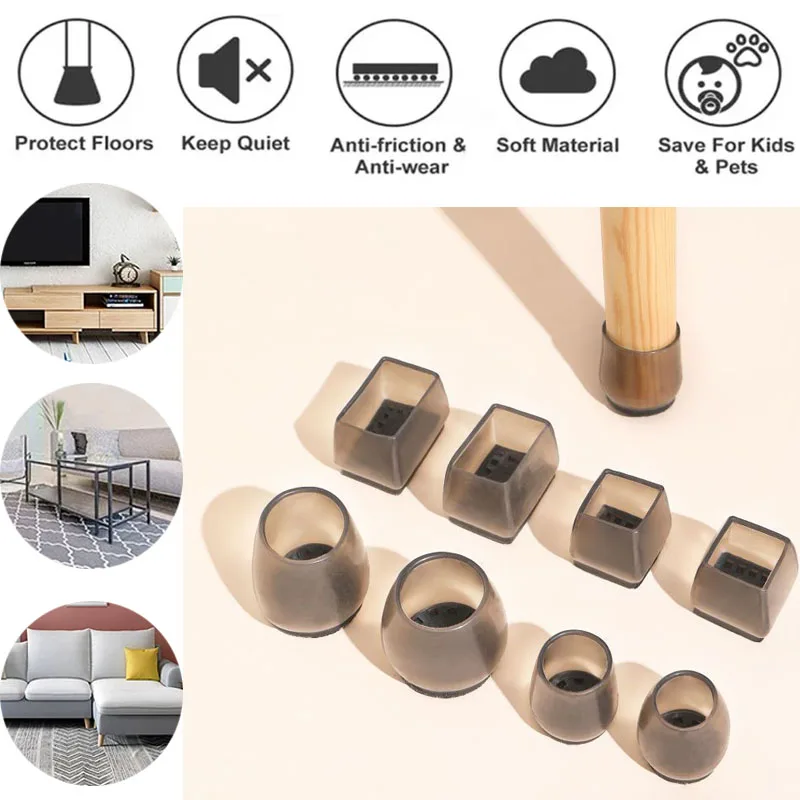 블랙 의자 발 커버 의자 발 매트, 테이블 다리 고무 보호 커버, 미끄럼 방지 내마모성 바닥 가구 패드, 음소거, 16 개