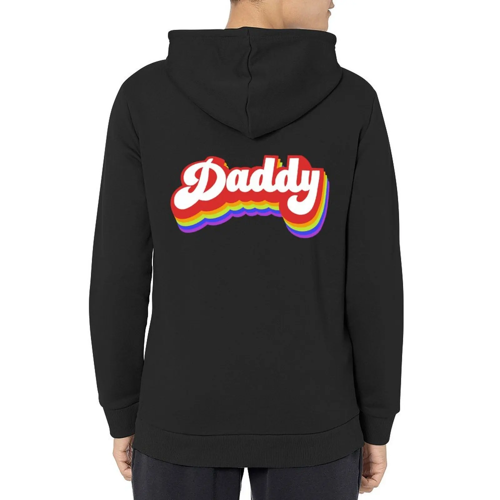 

Rainbow Daddy Script Hoodie autumn male clothes graphic t shirts men men wear hoodie
