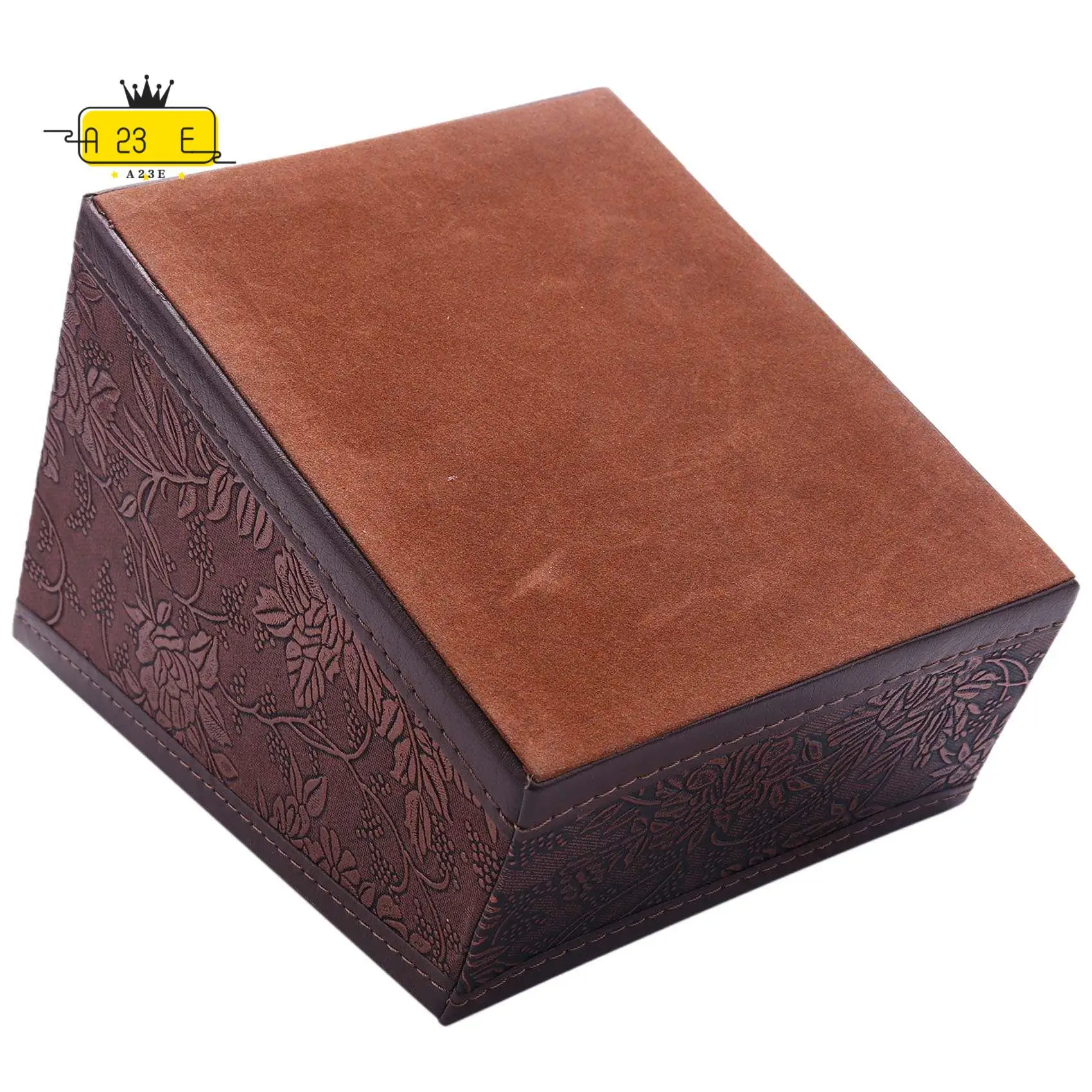

A23E-Retro PU Leather Cosmetic Storage Box Remote Control Phone Holder Table Organizer For Home Office Storage Case