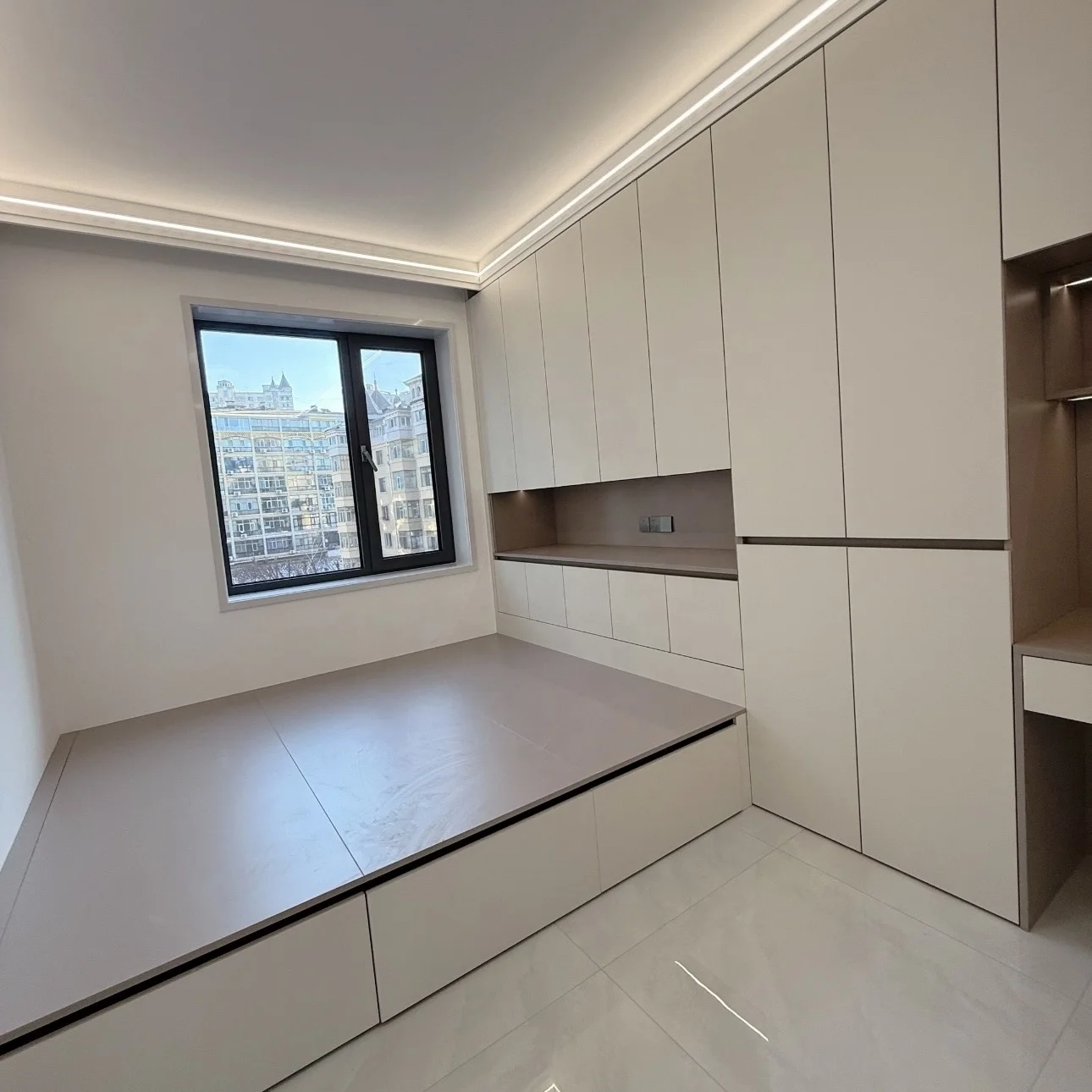 Bespoke E0 Eco-friendly Integrated Tatami Wardrobe Study Desk Modern Minimalist Full House Custom Furniture Set