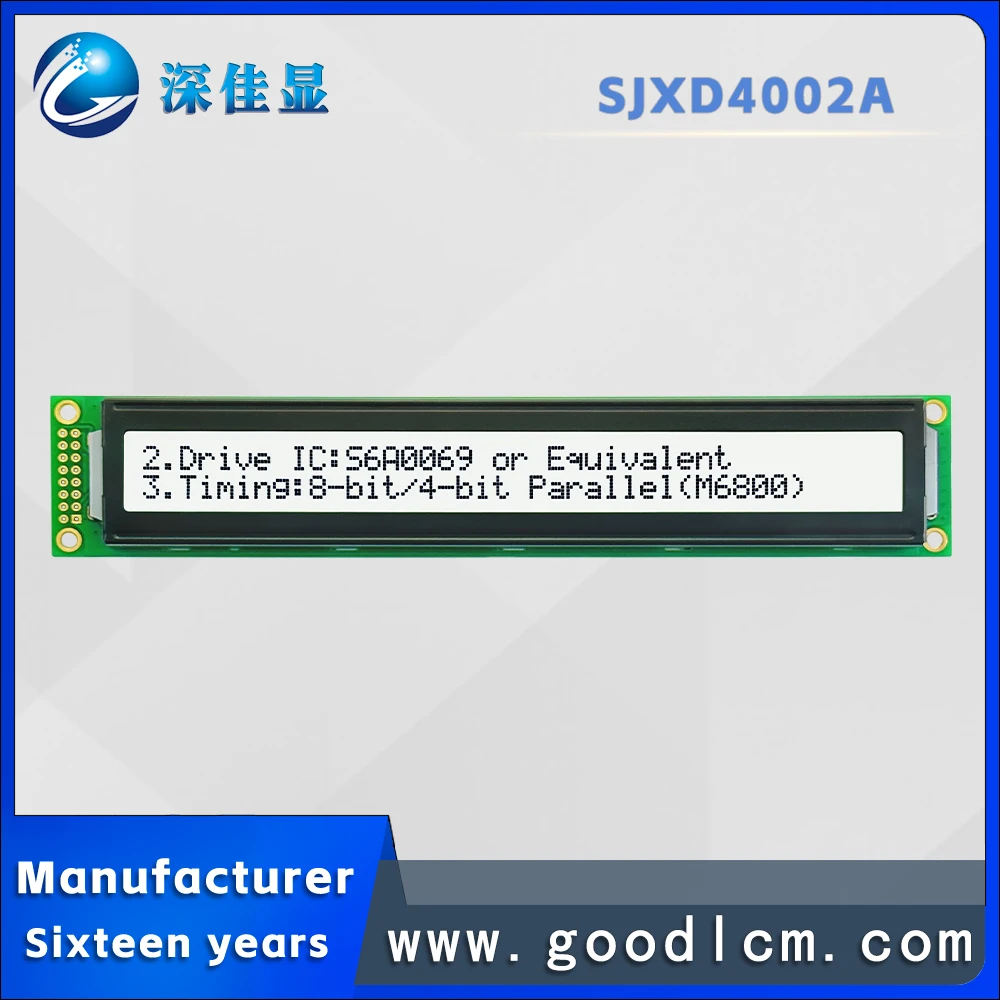 Manufacturer 40*2 line LCD character screen SJXD4002A FSTN White Positive industrial 40X2 dot matrix LCM display module