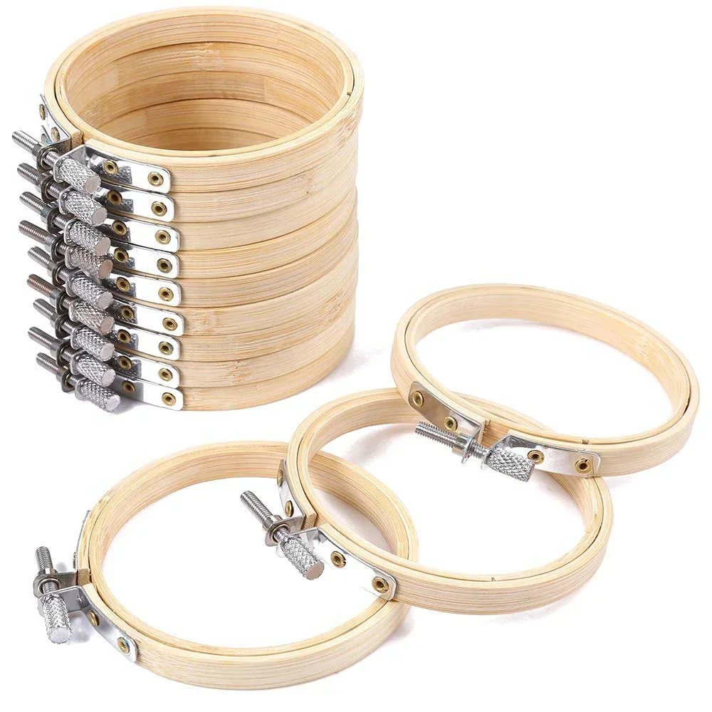 20 PCS 10/ 4 Inch Bamboo Hoops Embroidery Round Wooden Circle Cross Stitch