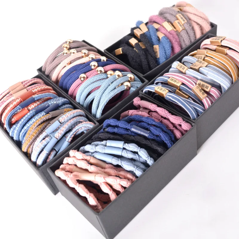 50PCS/Box Mix Colors Nylon 5CM Rubber Bands Women Safe Strong Elastic Hair Bands Ponytail Holder Girl Scrunchy Hair Accessories