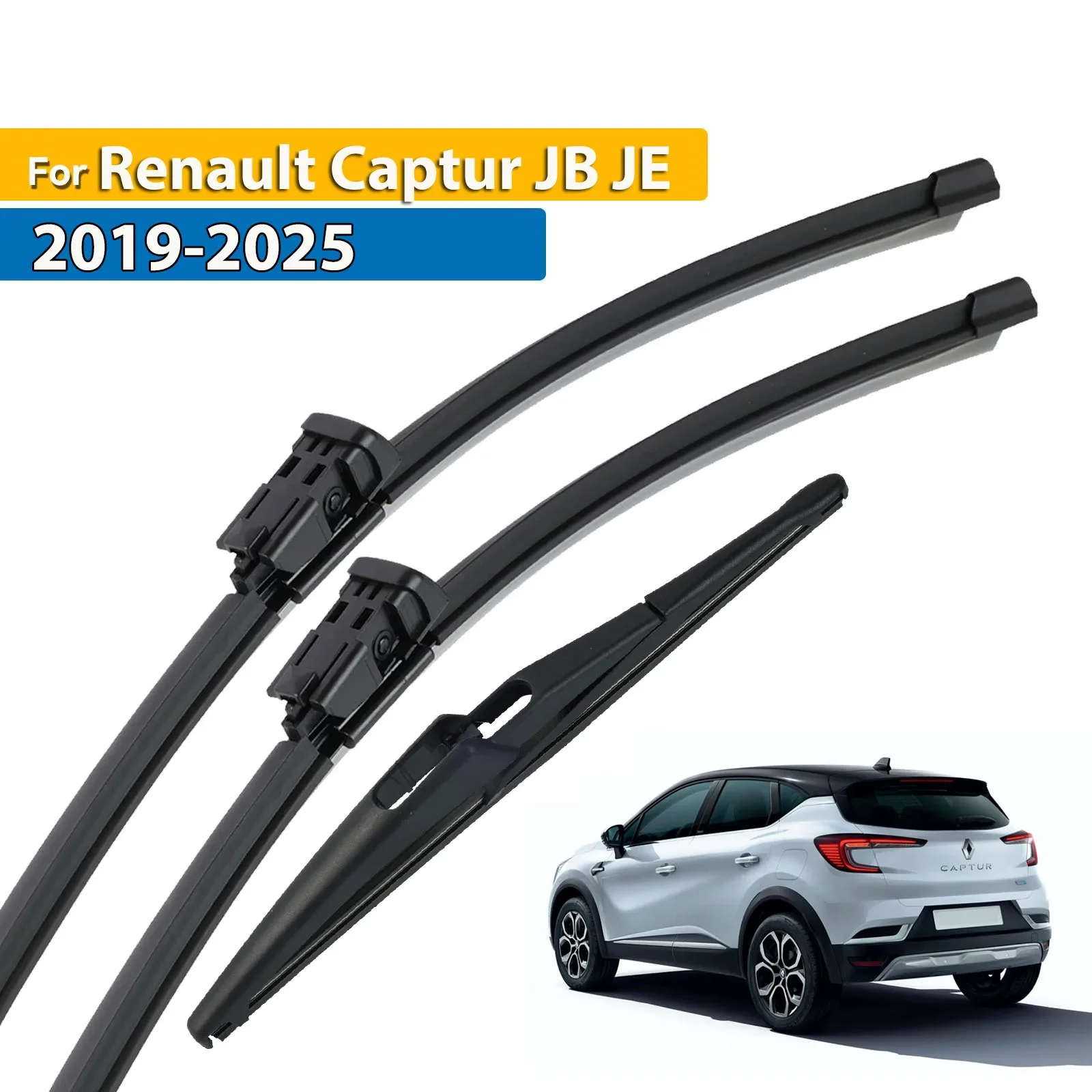 

For Renault Captur JB JE 2019 - 2025 Windshield Windscreen Window 28"+14"+11" Wiper Front & Rear Wiper Blades Set