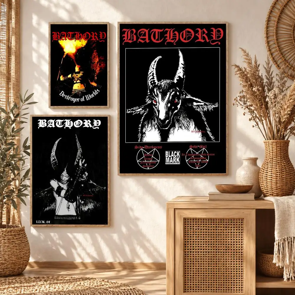 B-Bathory Quorthon Poster Stickers Self-Adhesive Mural Wall Art Decals for Bedroom Living Room Home Painting Decor Gift
