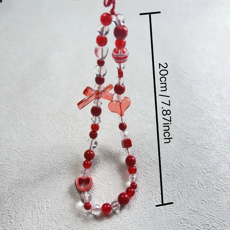 Fashion Redbow Heart Phone Chain Trendy Pendant For iPhone Samsung Universal Accessories Lanyard Hanging Rope For Girl Pendant