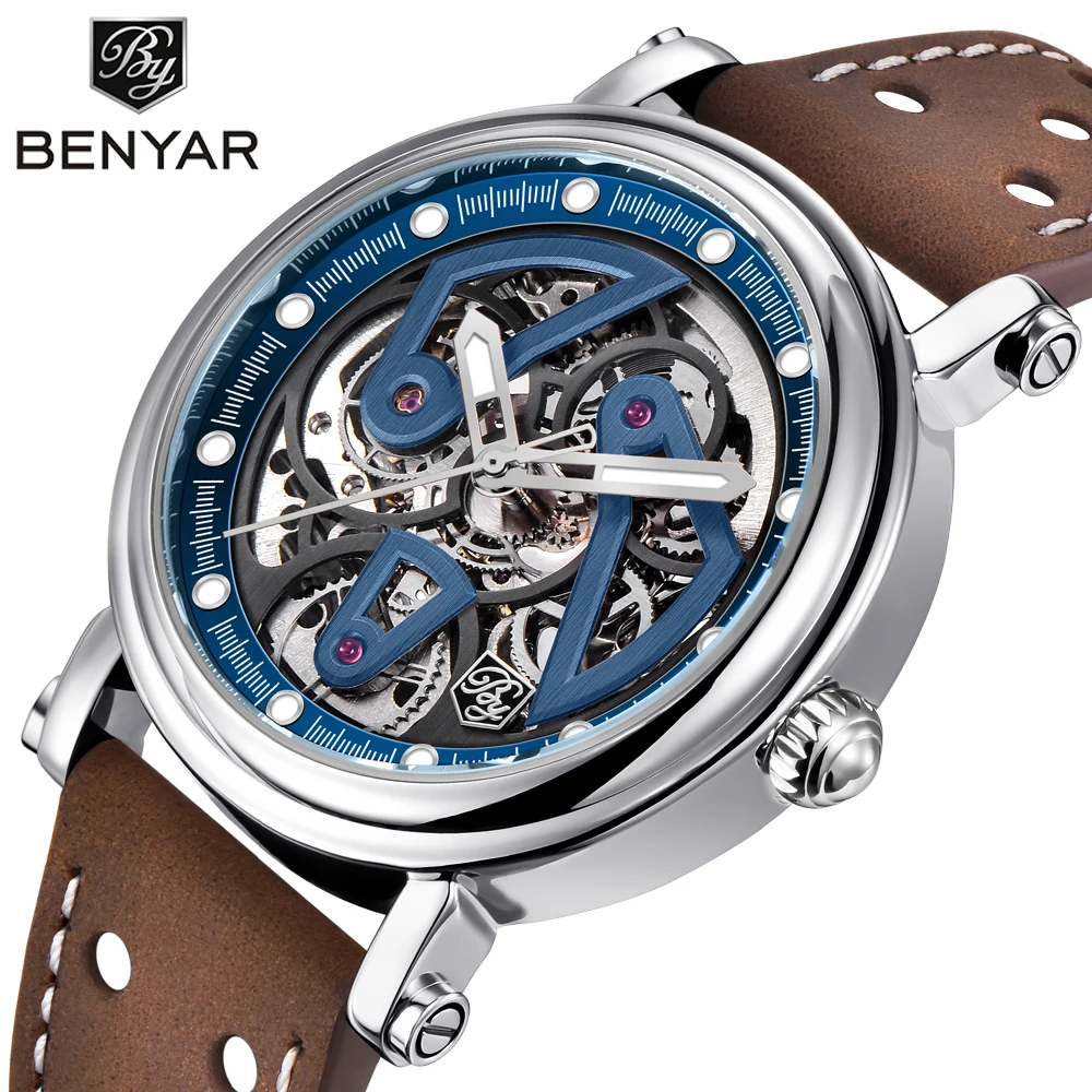 BENYAR 2024 New Men\'s Watches Top Brand Luxury Mechanical Wrist Watch For Men Automatic Watches Stainless Steel Waterproof Clock