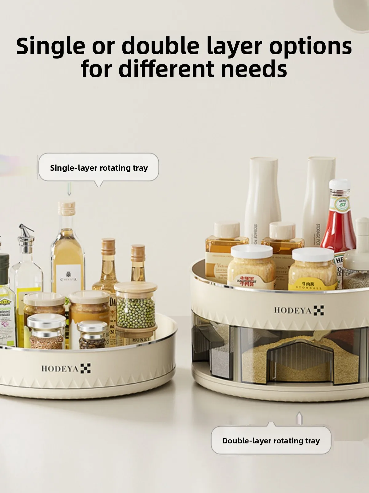 

Многофункциональный кухонный органайзер для хранения с вращением на 360 градусов, двухслойный, для специй, из пластика, в скандинавском стиле