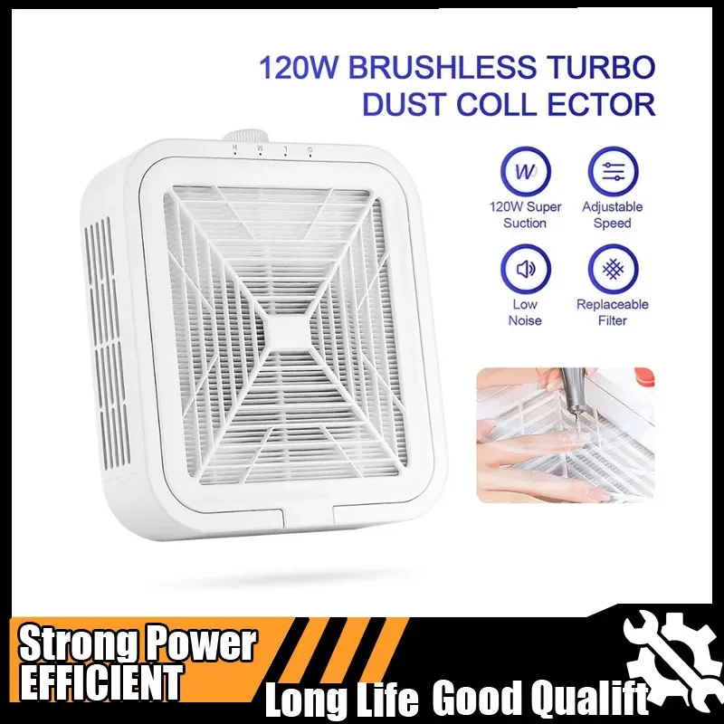 

Горячий новый супер всасывающий пылесборник для ногтей, мощный бесщеточный пылесборник для ногтей, маникюрный вентилятор 120 Вт, инструмент для пылесоса