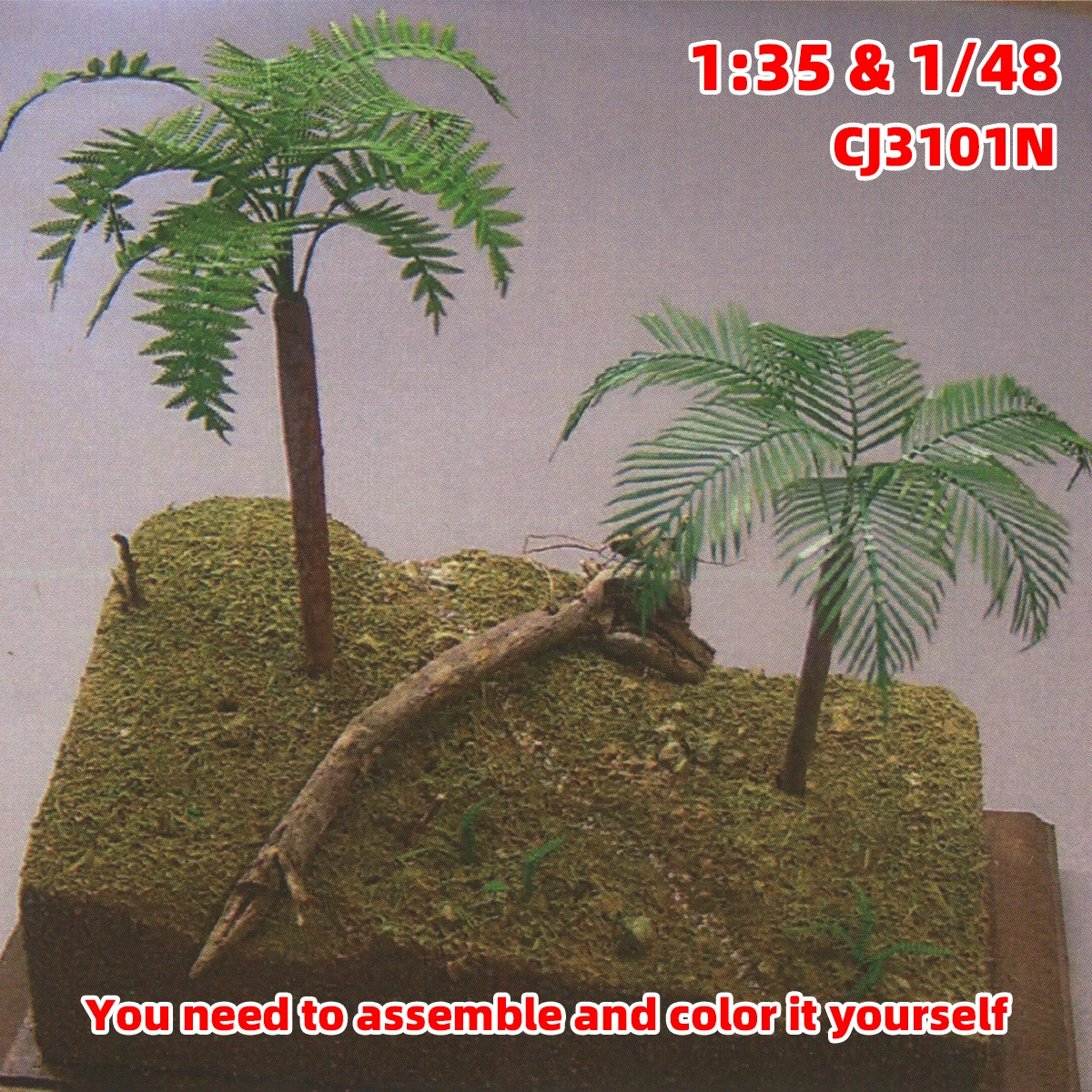 Miniatur-Pflanzenmodelle im Maßstab 1/35 und 1/48: Monstera-Blätter, Wilde Taro-Blätter, Cycad-Blätter für Sandtisch-Dioramen – Detail 5