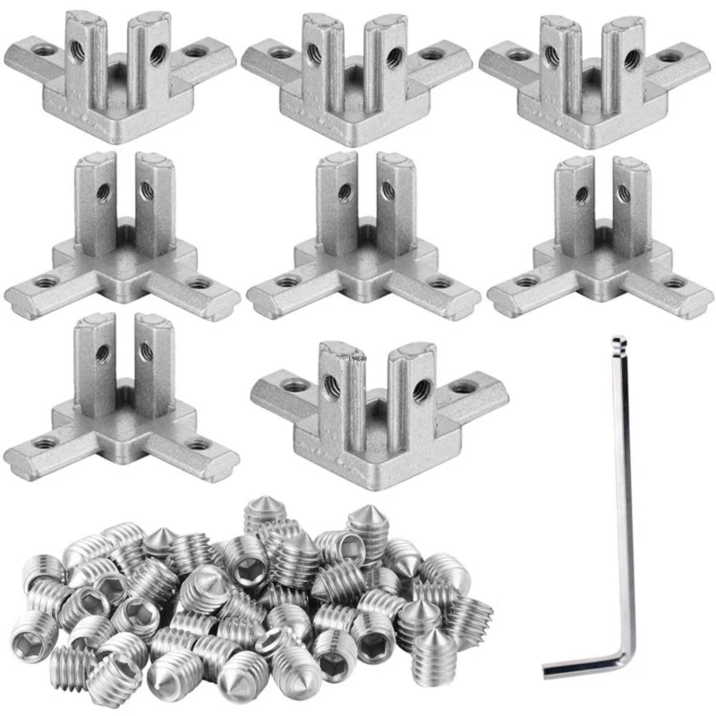 2020 Aluminum Extrusion T/V Slot Corner Bracket 20S Extruded Right Angle Connector with Screw for 1010 2020 Aluminum Profil Rail