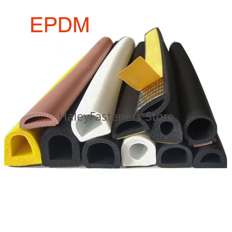 1/3/5M D-Shape Door Windows Sealing Strip Epdm Foam Self-Adhesive Car Door Noise Insulation Waterproof Anti-Dust Weatherstrip