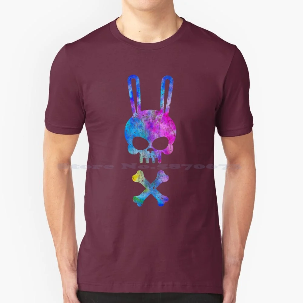 Scary Skull And Crossbones Bad Rabbit Horror Bunny Tie Dye T Shirt 100% Cotton Tee Halloweencostume Devil October Spookyseason