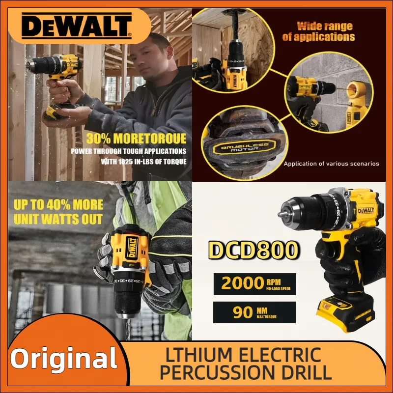 디월트 DCD800/DCD805 리튬 배터리 브러시리스 임팩트 드릴 무선 전동 드라이버 핸드 드릴 디월트 20V 배터리용