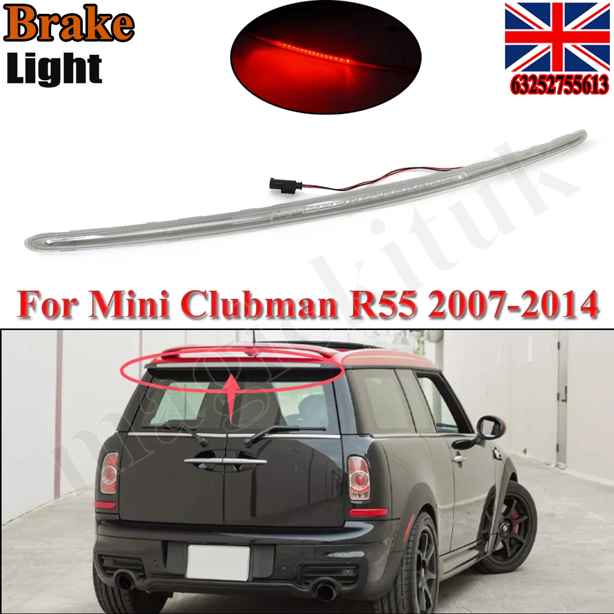 

High Mount Stop Light CHMSL Fit For 2007-2014 Mini Cooper R55 Clubman Clear Lens Third Brake Light 63252755613 Magickit