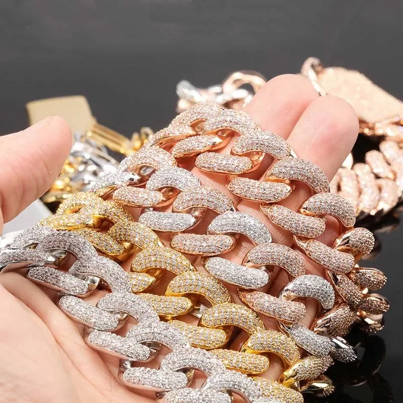 20mm Newest Box Clasp Micro Pave Iced CZ Cuban Link Necklaces Chains Luxury Bling Jewelry Fashion Hiphop For Men