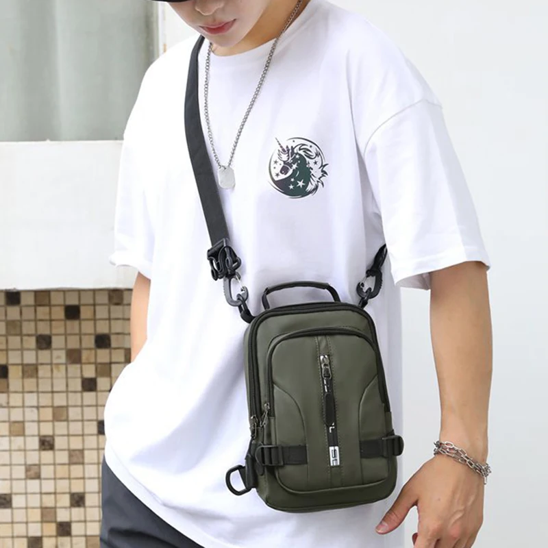 Men Chest Bag Fashion New Solid Color Male Multifunctional Chest Bag Outdoor Casual Shoulder Bag Large Capacity Crossbody Bag