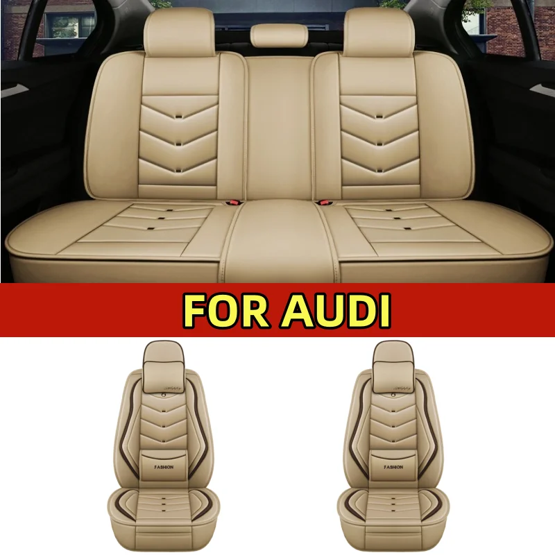 

FOR AUDI Q3 A5 A6 Car seat cover high-end PU leather luxury headrest waist comfortable full set 5-seat full wrap seat cover